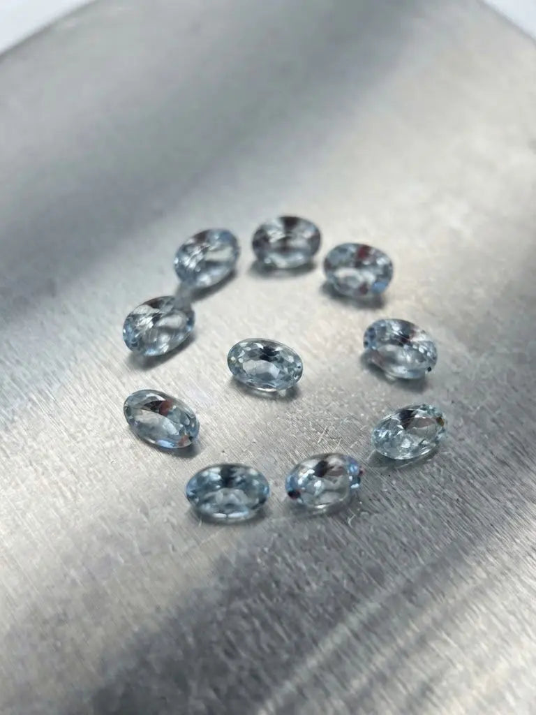 Natural Quality 10 Aquamarine Gemstones From Madagascar, Dimension 6x9 mm, Weight 7.5 CT, Shape Oval cut, GEM-ABC-299
